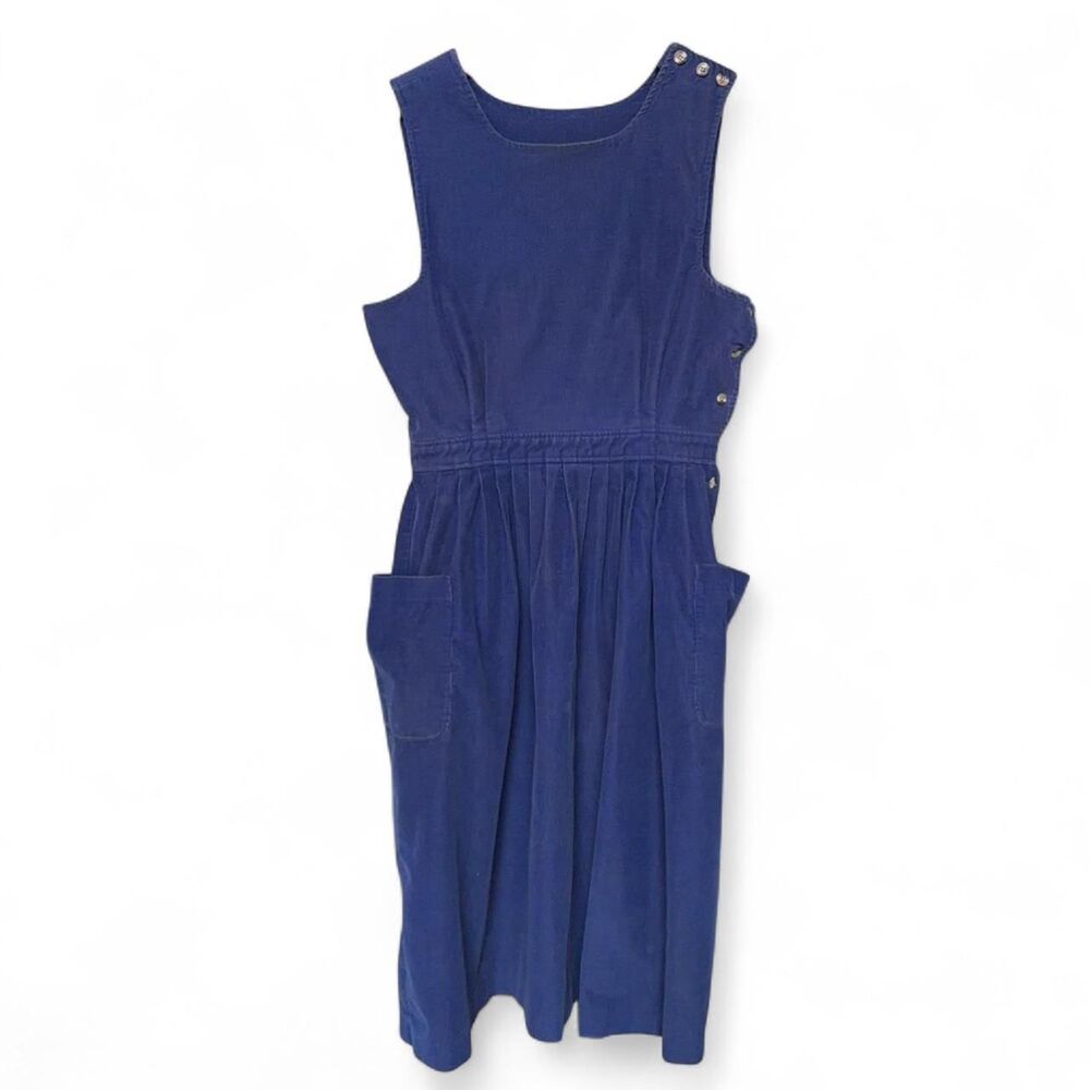 VTG 90s L.L. Bean Blue Corduroy Pinafore Dress  size 10
